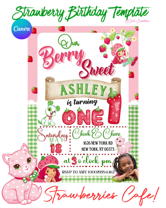 Berry sweet girl Birthday Flyer
