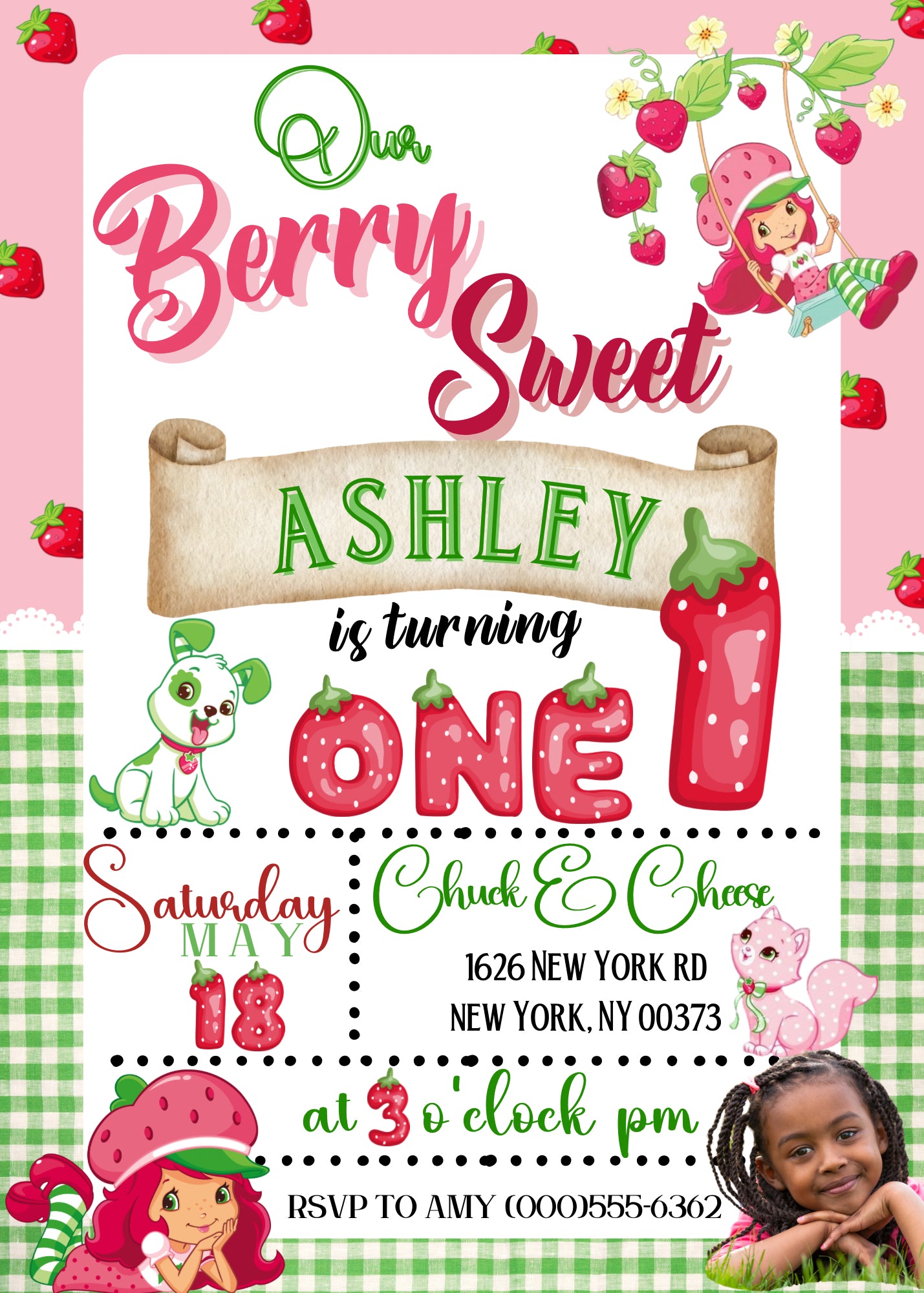 Berry sweet girl Birthday Flyer